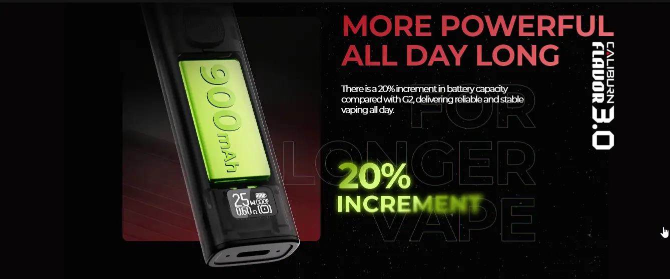 UWELL CALIBURN G3 POD KIT BATTERY 20% INCREMENT